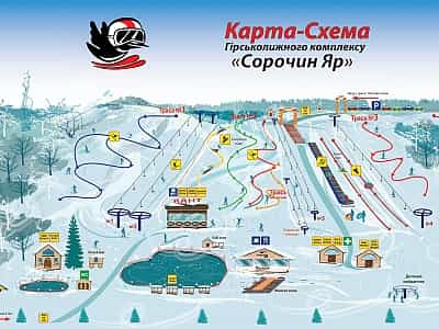 Карта схема спусків в гірськолижному комплексі "Сорочин Яр"