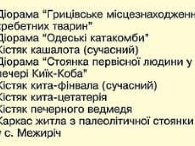 в Палеонтологічному музеї Національного науково-природничого комплексу в Києві є діорами, кісткові рештки представників гіпаріонових фаун. Найбільш цікавими експонатами музею є скелети окремих особин неогенових та четвертинних ссавців