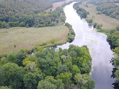 Річка Південний Буг біля заміського комплексу "Родинне гніздо" в селі Губник Вінницької області 