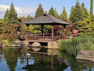 альтанка на березі озера в Eva Park у селі Віта-Поштова біля Києва