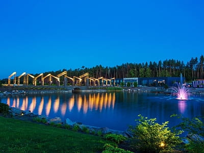 рукотворне озеро, фонтан і неймовірної краси міст – арт об’єкт заміського комплексу Riverwood Relax Park серед мальовничих соснових лісів села Мошни Черкаської області