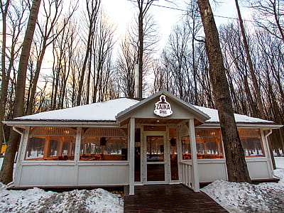 мисливський будиночок з багаттям і запахом деревини Zajka Grill в заміському комплексі ZASTAVA (Застава) біля Умані