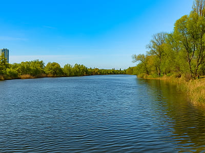 Озеро Мінське — частина каскаду Опечень на Оболоні. Історія, природа, риболовля, пляжний відпочинок і мальовничі краєвиди Києва.