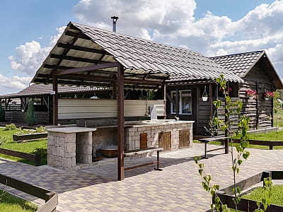 літня кухня в заміському комплексі «Аквамарин» в селі Цибулі, неподалік Полтави