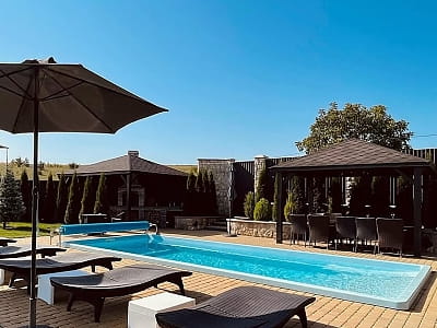 відкритий літній басейн в заміському комплексі «Оазис Пляж» на набережній Івачівського ставу неподалік Тернополя