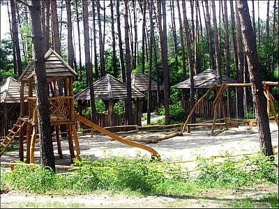 дитячий майданчик в сосновому лісі в заміському комплексі «Перший Кордон» в селі Медведівка Черкаської області