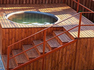 класичний карпатський чан на дровах просто неба в BARICLUB