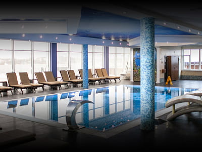 критий басейн в SPA в заміському комплексі «Потоки Хауз» у мальовничому куточку Полтавщини, на березі річки Дніпро, у селі Кам’яні Потоки поблизу Кременчука.