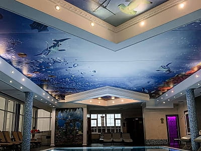 критий басейн в SPA в заміському комплексі «Потоки Хауз» у мальовничому куточку Полтавщини, на березі річки Дніпро, у селі Кам’яні Потоки поблизу Кременчука.