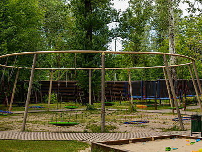 Гойдалки в парку DINO PARK у Київському Гідропарку