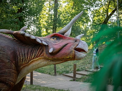 рухомі моделі динозаврів в парку DINO PARK у Київському Гідропарку