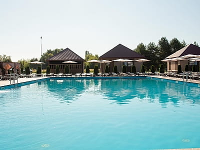 Viktoria SPA Relax у селі Коршовець біля Луцька — басейни для дорослих і дітей, бунгала, фуд-зона, спортивний майданчик, лазні та чани.