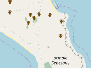 Розташування Березань на мапі; Data: © OpenStreetMap contributors, SRTM, GEBCO, SONNY's LiDAR DTM, NASADEM, ESA WorldCover; Maps © Tracestrack