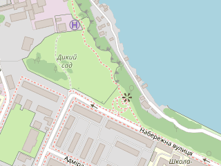 Розташування Дикий Сад на мапі; Data: © OpenStreetMap contributors, SRTM, GEBCO, SONNY's LiDAR DTM, NASADEM, ESA WorldCover; Maps © Tracestrack
