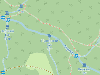 Розташування Підверхній Гук на мапі; Data: © OpenStreetMap contributors, SRTM, GEBCO, SONNY's LiDAR DTM, NASADEM, ESA WorldCover; Maps © Tracestrack