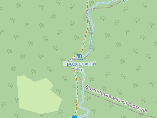 Розташування Придорожній на мапі; Data: © OpenStreetMap contributors, SRTM, GEBCO, SONNY's LiDAR DTM, NASADEM, ESA WorldCover; Maps © Tracestrack