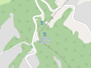 Розташування Черетів Верхній на мапі; Data: © OpenStreetMap contributors, SRTM, GEBCO, SONNY's LiDAR DTM, NASADEM, ESA WorldCover; Maps © Tracestrack