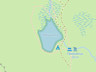 Розташування Герешаска на мапі; Data: © OpenStreetMap contributors, SRTM, GEBCO, SONNY's LiDAR DTM, NASADEM, ESA WorldCover; Maps © Tracestrack