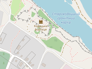 Розташування Кодацька на мапі; Data: © OpenStreetMap contributors, SRTM, GEBCO, SONNY's LiDAR DTM, NASADEM, ESA WorldCover; Maps © Tracestrack