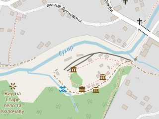 Розташування Колочавська Вузькоколійка на мапі; Data: © OpenStreetMap contributors, SRTM, GEBCO, SONNY's LiDAR DTM, NASADEM, ESA WorldCover; Maps © Tracestrack