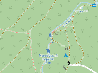 Розташування Манявський Малий на мапі; Data: © OpenStreetMap contributors, SRTM, GEBCO, SONNY's LiDAR DTM, NASADEM, ESA WorldCover; Maps © Tracestrack