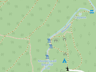 Розташування Манявський на мапі; Data: © OpenStreetMap contributors, SRTM, GEBCO, SONNY's LiDAR DTM, NASADEM, ESA WorldCover; Maps © Tracestrack