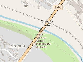 Розташування Смотрич на мапі; Data: © OpenStreetMap contributors, SRTM, GEBCO, SONNY's LiDAR DTM, NASADEM, ESA WorldCover; Maps © Tracestrack