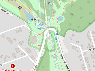 Розташування DinoSofia на мапі; Data: © OpenStreetMap contributors, SRTM, GEBCO, SONNY's LiDAR DTM, NASADEM, ESA WorldCover; Maps © Tracestrack