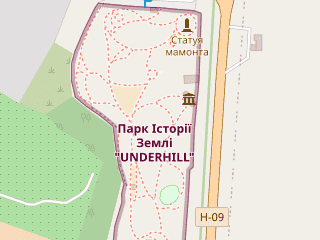 Розташування Історії Землі на мапі; Data: © OpenStreetMap contributors, SRTM, GEBCO, SONNY's LiDAR DTM, NASADEM, ESA WorldCover; Maps © Tracestrack