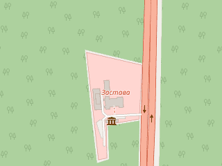 Розташування ZASTAVA на мапі; Data: © OpenStreetMap contributors, SRTM, GEBCO, SONNY's LiDAR DTM, NASADEM, ESA WorldCover; Maps © Tracestrack