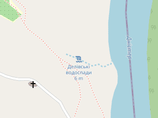 Розташування Делівський Малий на мапі; Data: © OpenStreetMap contributors, SRTM, GEBCO, SONNY's LiDAR DTM, NASADEM, ESA WorldCover; Maps © Tracestrack