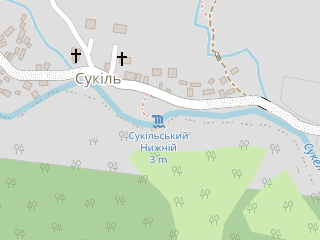 Розташування Сукільський нижній на мапі; Data: © OpenStreetMap contributors, SRTM, GEBCO, SONNY's LiDAR DTM, NASADEM, ESA WorldCover; Maps © Tracestrack