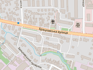 Розташування Без хвиль Вінниця на мапі; Data: © OpenStreetMap contributors, SRTM, GEBCO, SONNY's LiDAR DTM, NASADEM, ESA WorldCover; Maps © Tracestrack