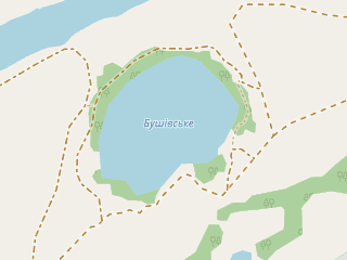 Розташування Бушівське на мапі; Data: © OpenStreetMap contributors, SRTM, GEBCO, SONNY's LiDAR DTM, NASADEM, ESA WorldCover; Maps © Tracestrack
