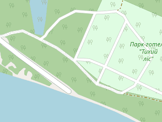 Розташування Тихий Ліс на мапі; Data: © OpenStreetMap contributors, SRTM, GEBCO, SONNY's LiDAR DTM, NASADEM, ESA WorldCover; Maps © Tracestrack