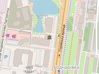 Розташування Науки Львів на мапі; Data: © OpenStreetMap contributors, SRTM, GEBCO, SONNY's LiDAR DTM, NASADEM, ESA WorldCover; Maps © Tracestrack