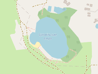 Розташування Суховільське на мапі; Data: © OpenStreetMap contributors, SRTM, GEBCO, SONNY's LiDAR DTM, NASADEM, ESA WorldCover; Maps © Tracestrack