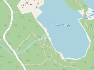 Розташування Бучак на мапі; Data: © OpenStreetMap contributors, SRTM, GEBCO, SONNY's LiDAR DTM, NASADEM, ESA WorldCover; Maps © Tracestrack