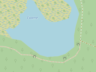 Розташування Святе на мапі; Data: © OpenStreetMap contributors, SRTM, GEBCO, SONNY's LiDAR DTM, NASADEM, ESA WorldCover; Maps © Tracestrack