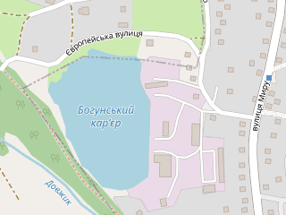Розташування Богунський на мапі; Data: © OpenStreetMap contributors, SRTM, GEBCO, SONNY's LiDAR DTM, NASADEM, ESA WorldCover; Maps © Tracestrack