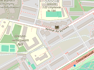 Розташування Без хвиль Голосіїв на мапі; Data: © OpenStreetMap contributors, SRTM, GEBCO, SONNY's LiDAR DTM, NASADEM, ESA WorldCover; Maps © Tracestrack