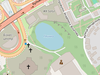 Розташування Глинка на мапі; Data: © OpenStreetMap contributors, SRTM, GEBCO, SONNY's LiDAR DTM, NASADEM, ESA WorldCover; Maps © Tracestrack