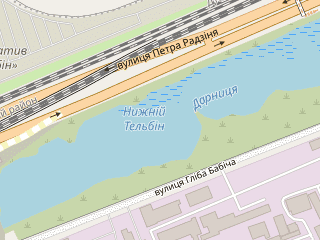 Розташування Нижній Тельбин на мапі; Data: © OpenStreetMap contributors, SRTM, GEBCO, SONNY's LiDAR DTM, NASADEM, ESA WorldCover; Maps © Tracestrack