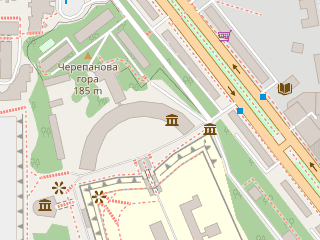 Розташування Київська на мапі; Data: © OpenStreetMap contributors, SRTM, GEBCO, SONNY's LiDAR DTM, NASADEM, ESA WorldCover; Maps © Tracestrack