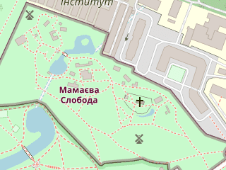Розташування Мамаєва Слобода на мапі; Data: © OpenStreetMap contributors, SRTM, GEBCO, SONNY's LiDAR DTM, NASADEM, ESA WorldCover; Maps © Tracestrack