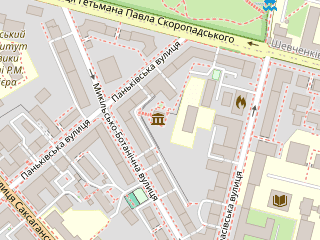Розташування Михайла Грушевського на мапі; Data: © OpenStreetMap contributors, SRTM, GEBCO, SONNY's LiDAR DTM, NASADEM, ESA WorldCover; Maps © Tracestrack
