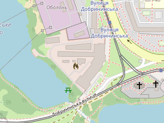 Розташування Історії пожежної охорони міста Києва на мапі; Data: © OpenStreetMap contributors, SRTM, GEBCO, SONNY's LiDAR DTM, NASADEM, ESA WorldCover; Maps © Tracestrack