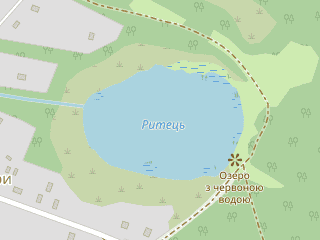 Розташування Ритець на мапі; Data: © OpenStreetMap contributors, SRTM, GEBCO, SONNY's LiDAR DTM, NASADEM, ESA WorldCover; Maps © Tracestrack