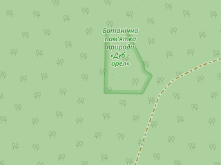 Розташування Дуб-орел на мапі; Data: © OpenStreetMap contributors, SRTM, GEBCO, SONNY's LiDAR DTM, NASADEM, ESA WorldCover; Maps © Tracestrack