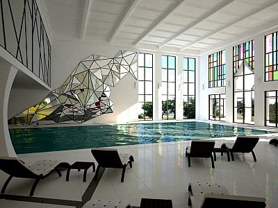 Спортивний критий басейн довжиною в 25 метрів в заміському комплексі "Wish Aqua & SPA Resort" біля Києва